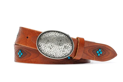 Italian Turquoise Studded Calf Belt